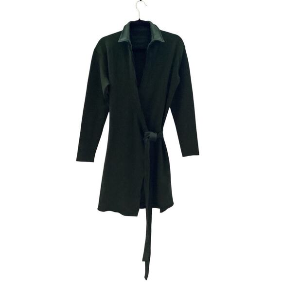Frank & Eileen Willa Long Sleeve Triple Fleece Wrap Dress In Evergreen Small - Picture 3 of 16